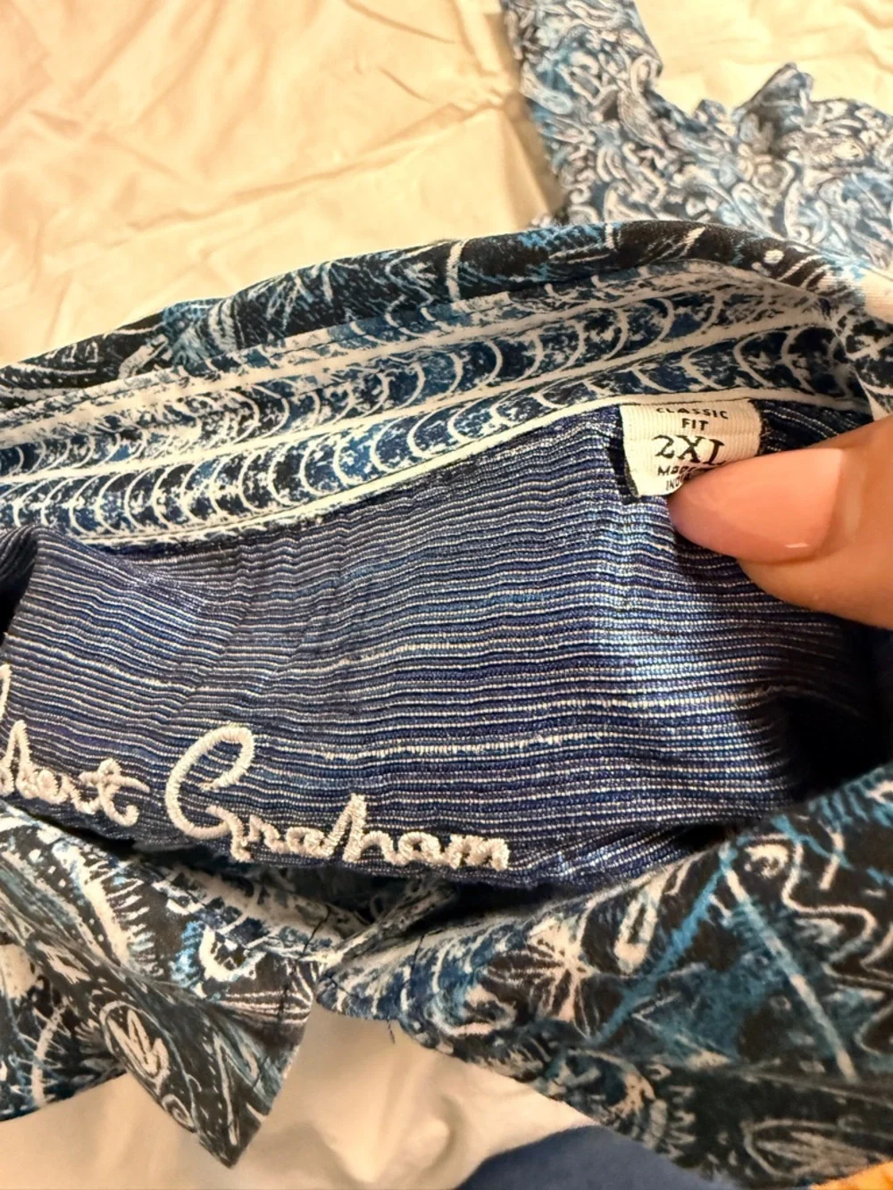 Blue Robert Graham Long-Sleeve Button-Up Shirt 2x - Picture 5 of 6